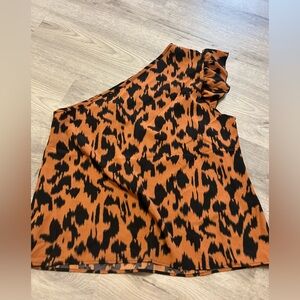Emory Rose (SHEIN) one shoulder animal print blouse size 0XL